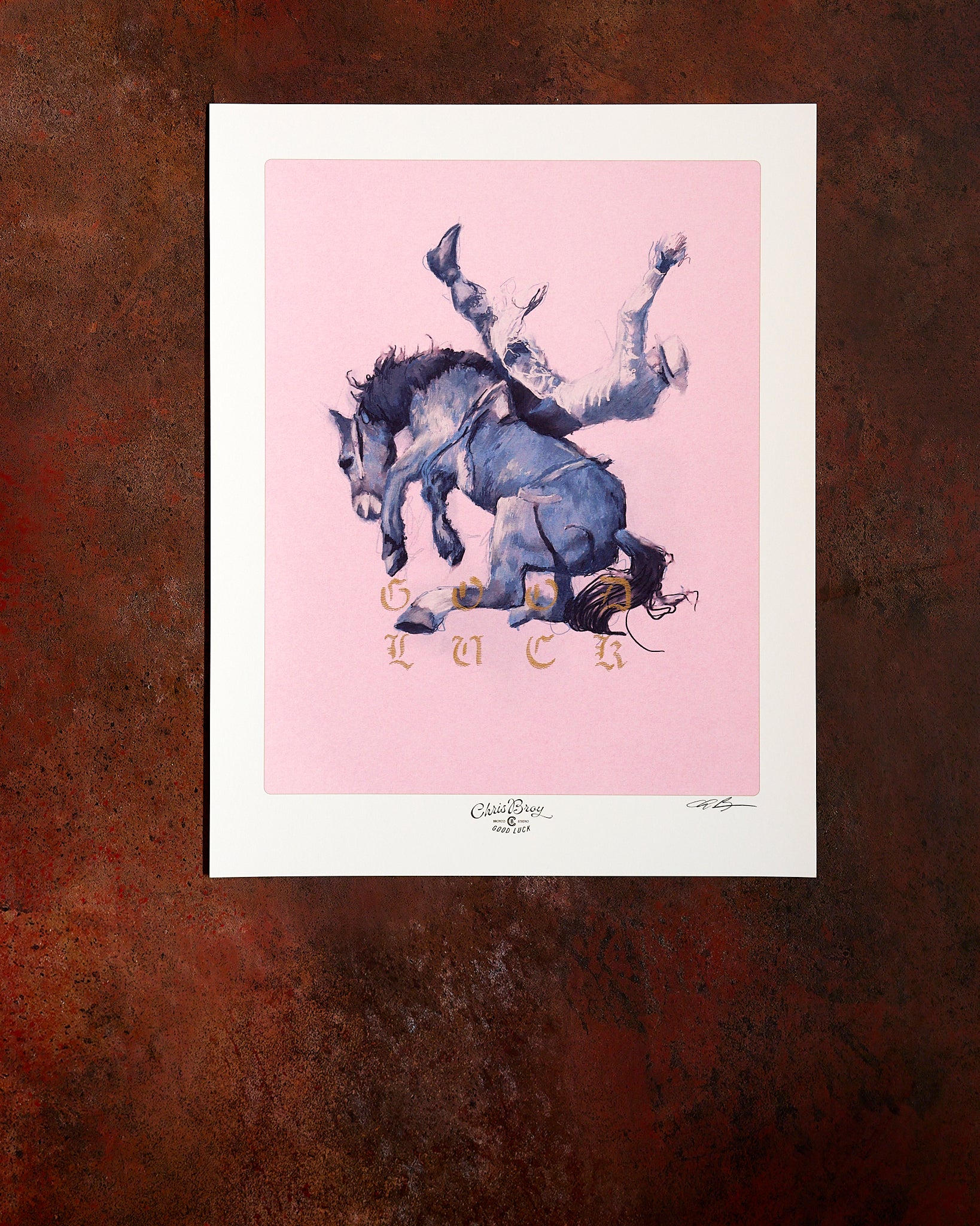 The Good Luck print shown as a flat-lay, by Chris Broy