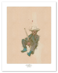 A turkey hunter at the end of an unsuccessful morning, painted by Chris Broy