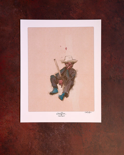 The Turkey Hunter print shown as a flat-lay, by Chris Broy
