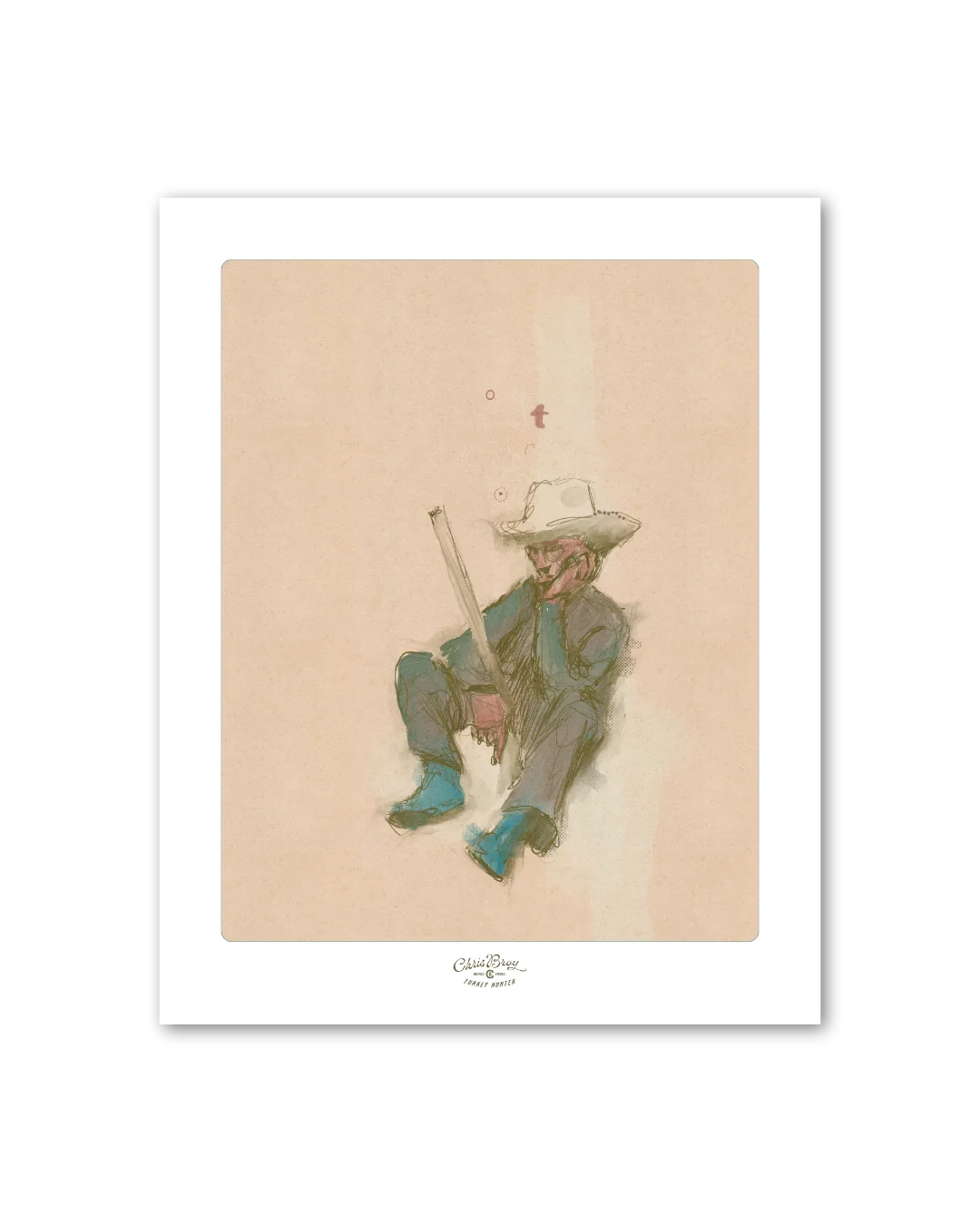 A turkey hunter at the end of an unsuccessful morning, painted by Chris Broy
