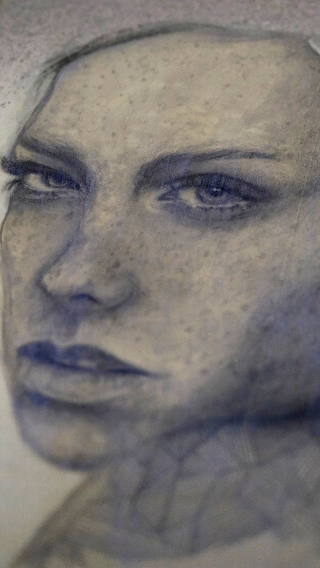 Close-up of “Serein” showing texture and layered brushwork on Moleskine paper.